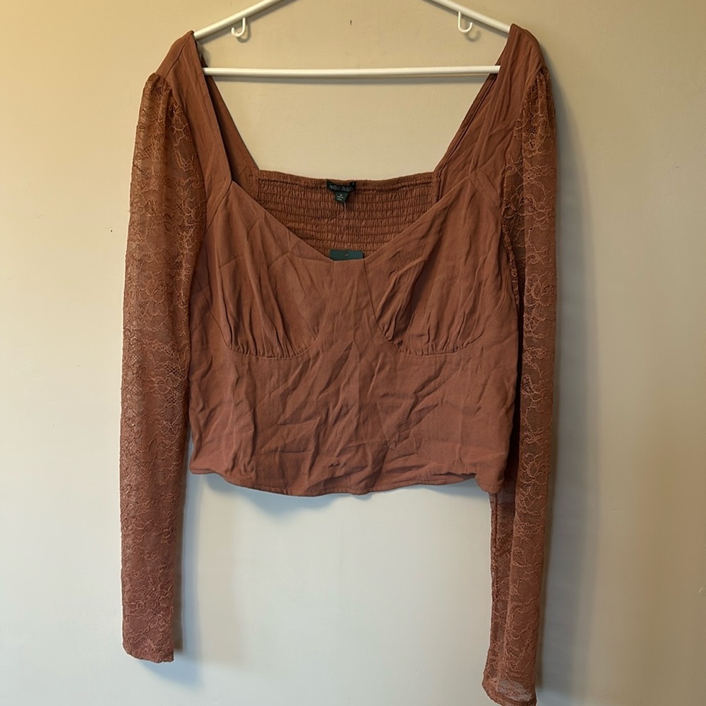 Wild Rose Long Sleeve Lace CroppedBlouse